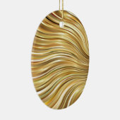 Festive Elegant Gold Abstracte stromingsstrepen Keramisch Ornament (Rechts)