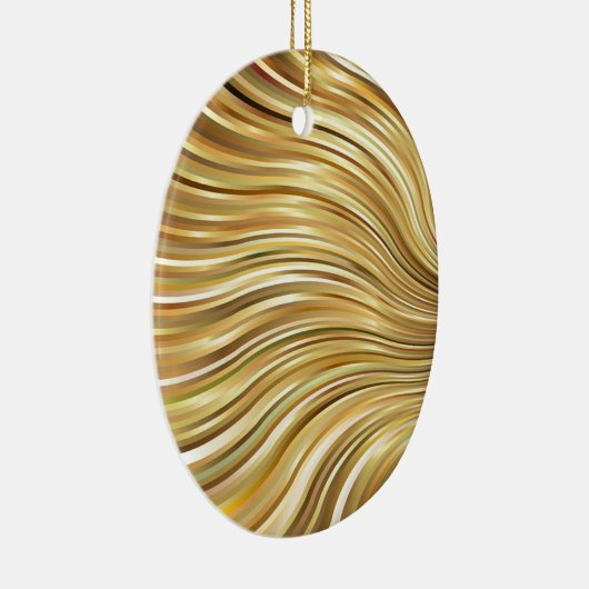 Festive Elegant Gold Abstracte stromingsstrepen Keramisch Ornament (Rechts)