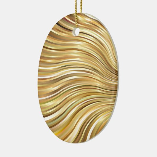 Festive Elegant Gold Abstracte stromingsstrepen Keramisch Ornament (Links)