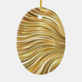 Festive Elegant Gold Abstracte stromingsstrepen Keramisch Ornament (Voorkant)
