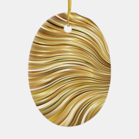 Festive Elegant Gold Abstracte stromingsstrepen Keramisch Ornament (Voorkant)