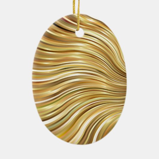 Festive Elegant Gold Abstracte stromingsstrepen Keramisch Ornament (Achterkant)