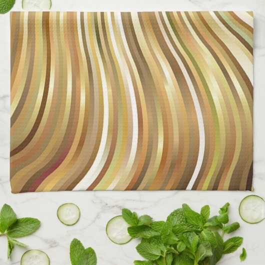 Festive Elegant Gold Abstracte stromingsstrepen Theedoek (Gevouwen)