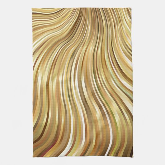 Festive Elegant Gold Abstracte stromingsstrepen Theedoek (Verticaal)