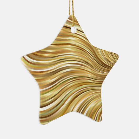 Festive Elegant Gold Abstracte stromingstripes Sta Keramisch Ornament (Rechts)
