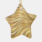 Festive Elegant Gold Abstracte stromingstripes Sta Keramisch Ornament (Links)