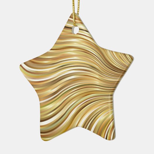 Festive Elegant Gold Abstracte stromingstripes Sta Keramisch Ornament (Links)