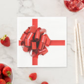 Festive Elegant Red Kerstmis Bow op White Glam Servet (Insitu)