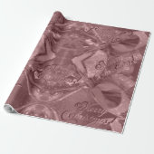 Festive Elegant Script Brown Red Copper Kerstmis Cadeaupapier (Uitgerold)