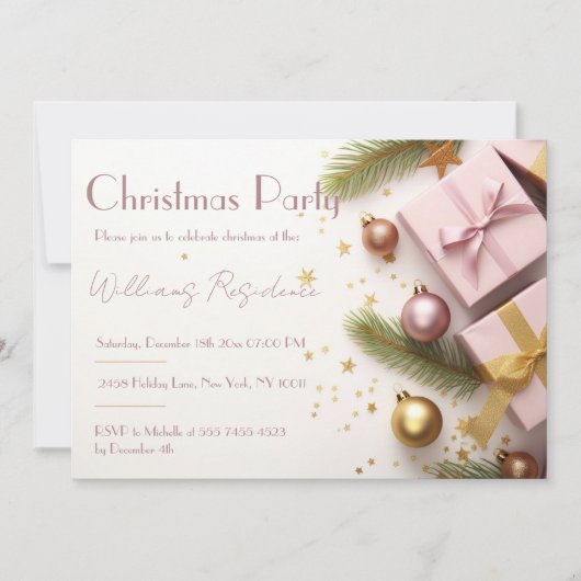 Festive Élégante Fête de Noël Invitation (Devant)
