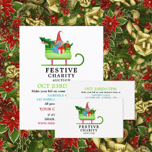 Festive Elf Sleigh, Festive Charity Auction Event Visitekaartje