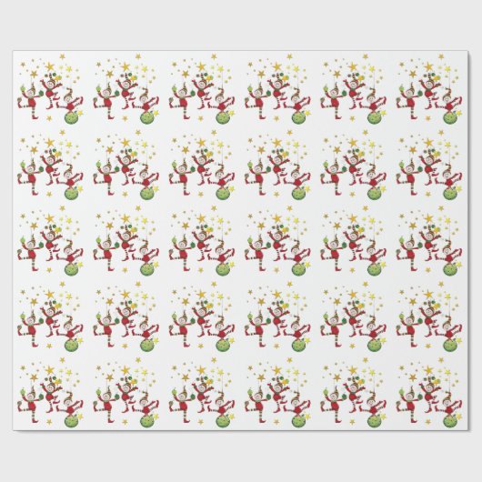 Festive Elves Kerstmis Cadeaupapier (Vlak)