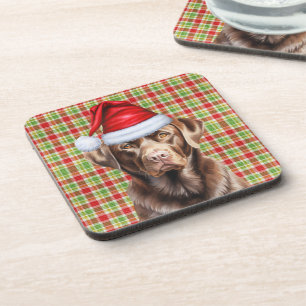 Festive en Cute Chocolate Lab met kerstmis Bier Onderzetter
