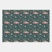 Festive Fala kerstboom  roze vrachtwagen Inpakpapier Vel (Voorkant)