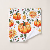Festive Fall Pumpkins and Chrysanthemums (Gant de toilette)