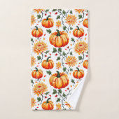 Festive Fall Pumpkins and Chrysanthemums Bad Handdoek (Handdoek)