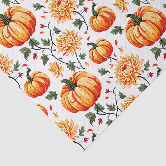 Festive Fall Pumpkins and Chrysanthemums Tissuepapier (Detail)