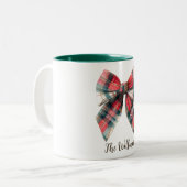 Festive Family Name Mug – Christmas Bow Accent (Devant gauche)