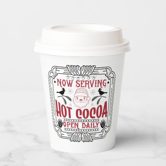 Festive-feest met warme cacao papieren bekers (Voorkant)