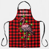 Festive Feit roze flamingo, rode groene rimpel Schort (Voorkant)