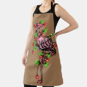 Festive Feit roze flamingo, rode groene rimpel Schort (Insitu)