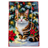 Festive Feline | Cute Christmas Cat Medium Cadeauzakje (Achterkant)