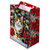 Festive Feline | Cute Christmas Cat Medium Cadeauzakje (Achterkant Gekanteld)