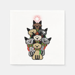 Festive Felines Kerstmis Servet