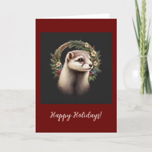 Festive Ferret Pet Folded Holiday / kerstkaart Bedankkaart