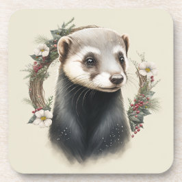 Festive Ferret Winter Feestdagen/kerstOnderzetters Bier Onderzetter