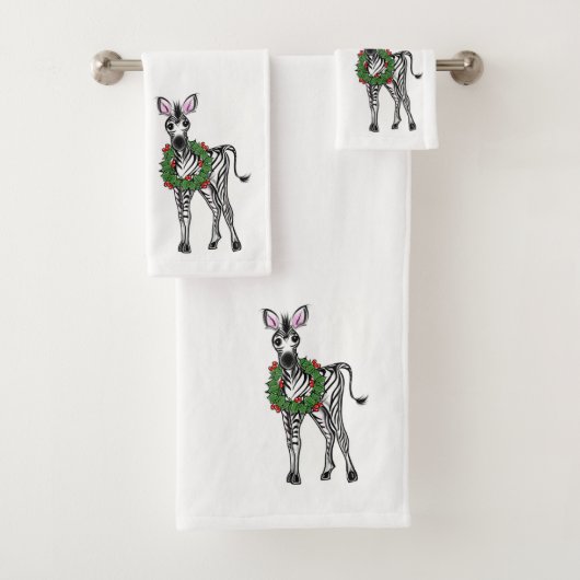 Festive Fête Zebra illustration, Holly wreath (En situation)