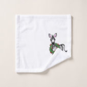 Festive Fête Zebra illustration, Holly wreath (Gant de toilette)