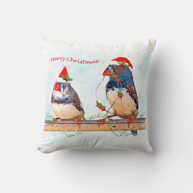 Festive Finches Pillow Kussen (Voorkant)