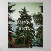 Festive fir trees decorated with garlands  poster (Voorkant)