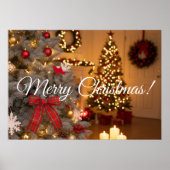 Festive fir trees decorated with garlands  poster (Voorkant)