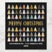 Festive Fir Trees, Kerstmis Wijn Etiket (Enkel label)