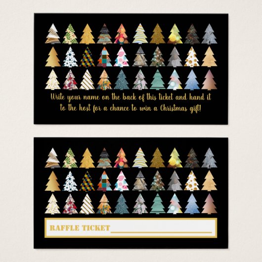Festive Fir Trees, Noël Party Raffle Ticket (Devant & derrière)