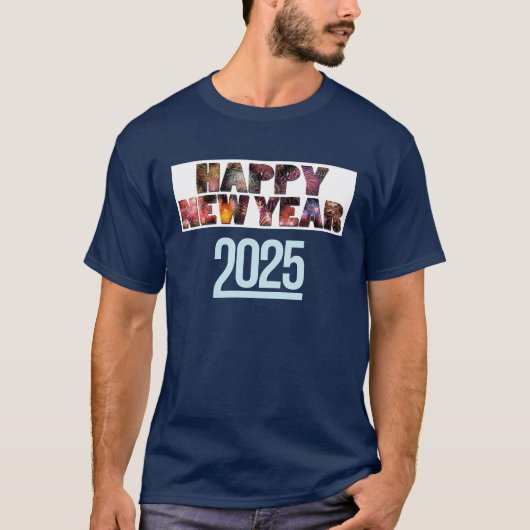 "Festive Fireworks Happy New Year 2025 T-Shirt (Devant)