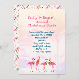 Festive Flamants roses Fêtes Invitation