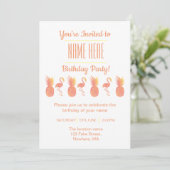 Festive Flamingo & Pineapple Birthday Invitation Kaart (Staand voorkant)
