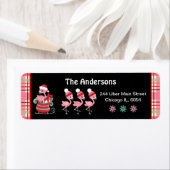 Festive Flamingos and Pink Plaid Etiket (Insitu)