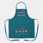 Festive Flamingos Personalized Dark Blauwgroen Schort (Voorkant)