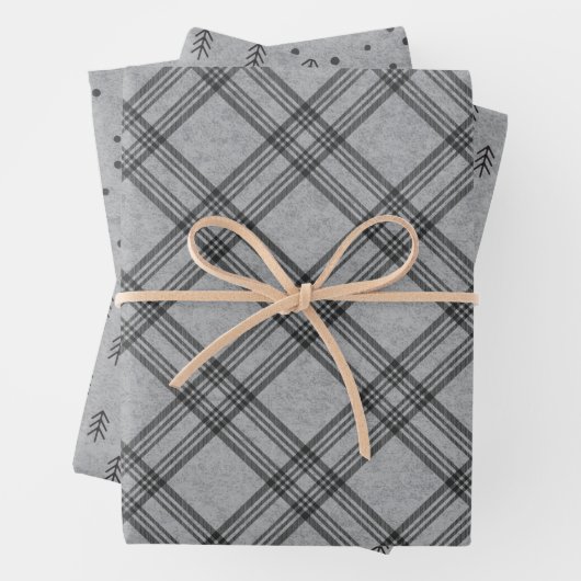 Festive flannel plaid wrapting paper - houtskool (In situ)