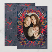 Festive Floral Berries kerstfeestdag Kaart (Voorkant / Achterkant)