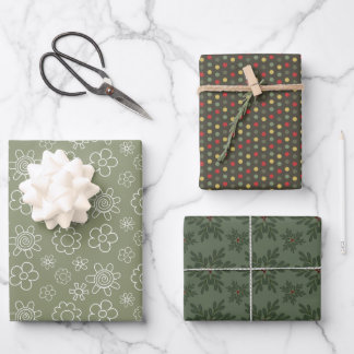 Festive Floral, Dots and Leaves - Inpakpapier Vel