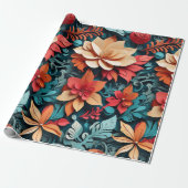 Festive Floral Elegance Cadeaupapier (Uitgerold)