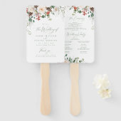 Festive Floral Holiday Winter Wedding Program Handwaaier (Voorkant en achterkant)