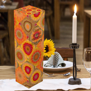 Festive Floral Oranje Art Pattern Wine Gift Box Wijn Geschenkdoos