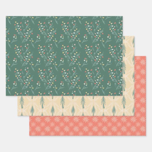 Festive Floral Wrapping Paper (Set)