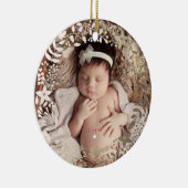 Festive Florals | Gepersonaliseerde kerstversierin Keramisch Ornament (Rechts)